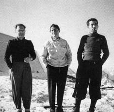 Edoardo Amaldi con Gilberto Bernardini ed Ettore Panici sul Laboratorio della Testa Grigia in Valle d’Aosta