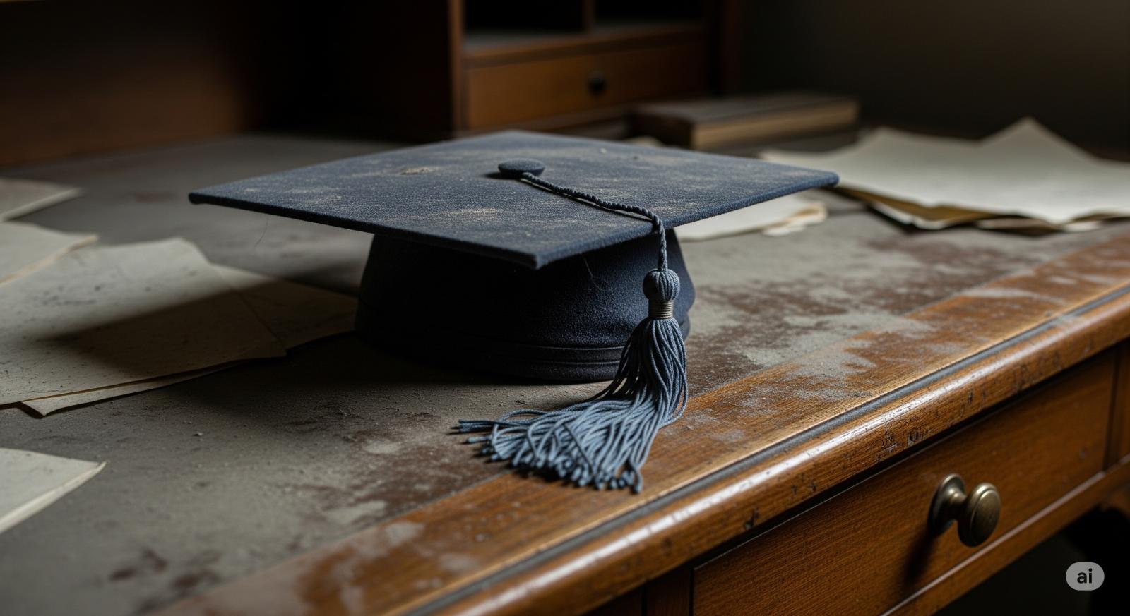 tocco impolverato appoggiato su una vecchia scrivania