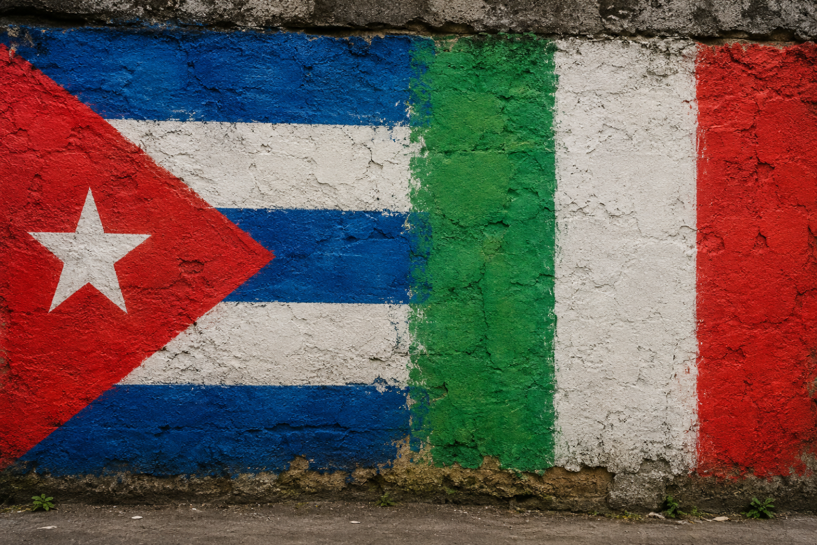 murales di bandiera cubana e italiana