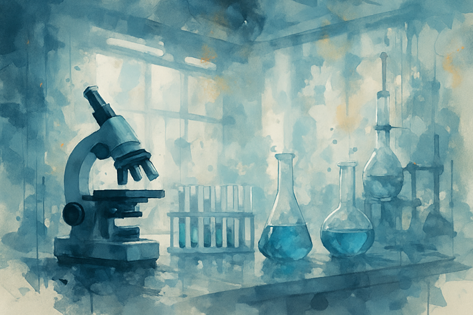un microscopio in stile acquarellato
