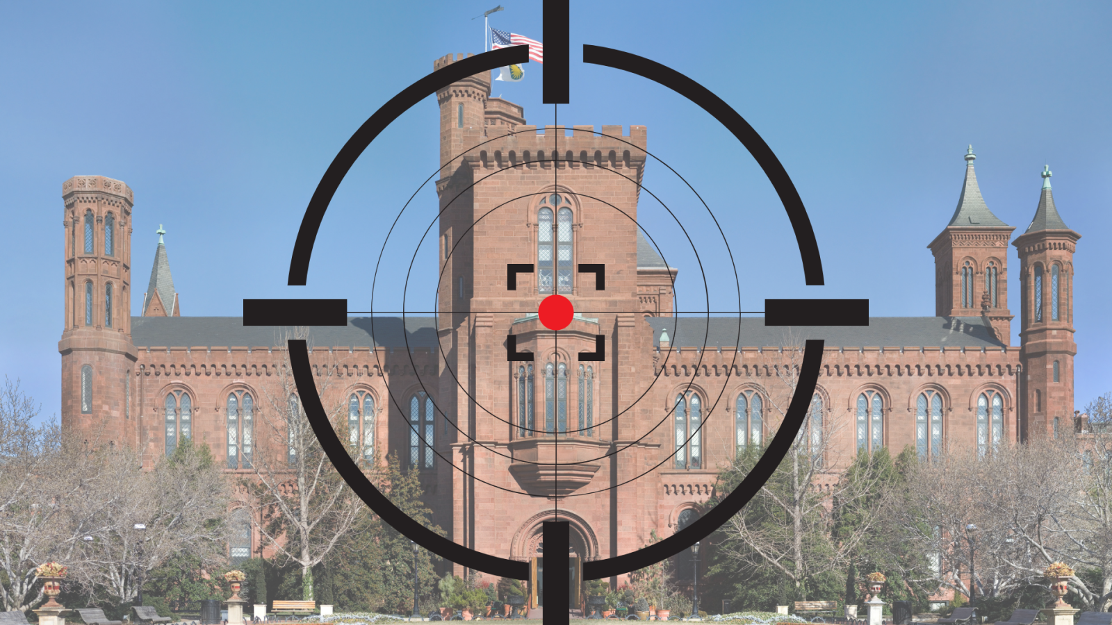 Istituto della Smithsonian Institution con davanti un mirino