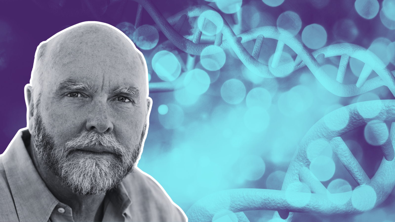 ritratto di craig venter con dna sullo sfondo