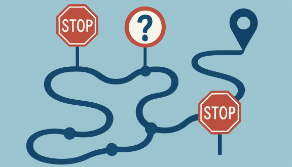 percorso con segnali di stop