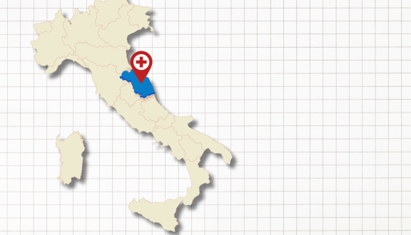 mappa italiana con regione marche evidenziata