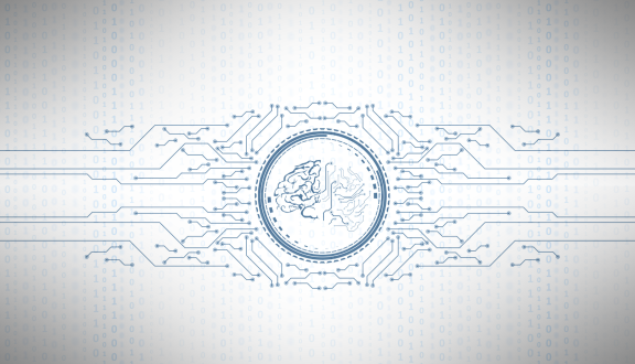 grafica con cervello e chip