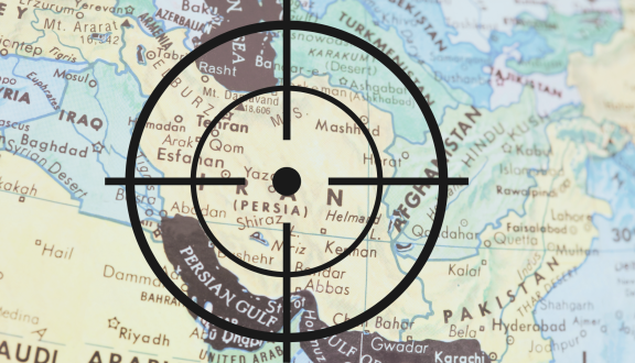mappa Iran al centro di un mirino di precisione