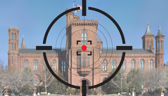 Istituto della Smithsonian Institution con davanti un mirino