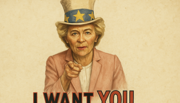 Una rivisitazione dell'immagine dello zio Sam con la scritta "I want you" e il volto di Ursula von der Leyen